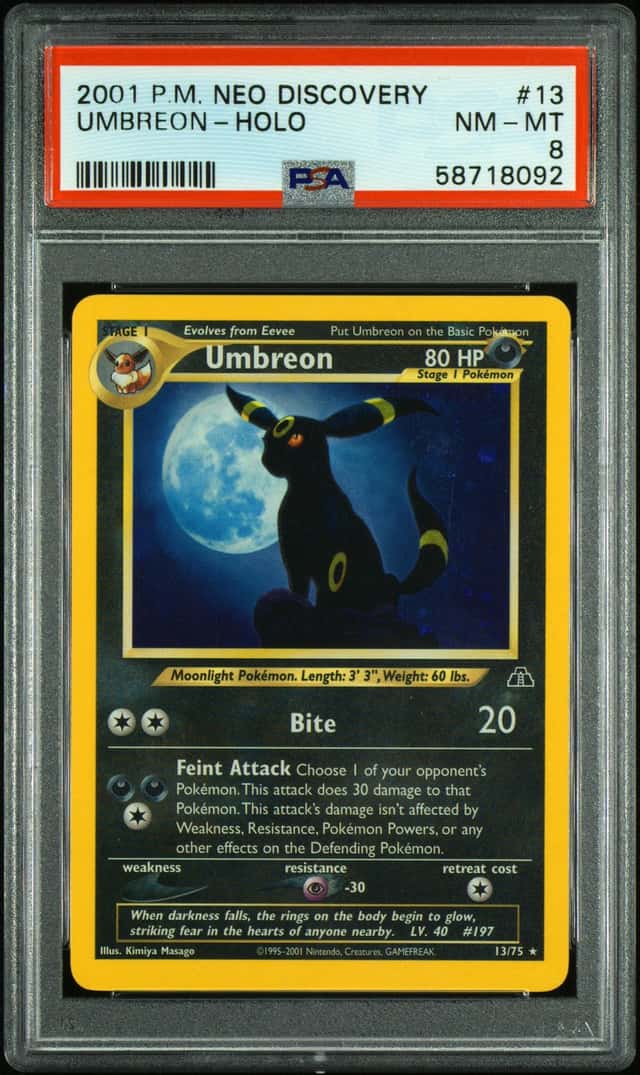 2001 Pokemon Neo Discovery Unlimited Holo Umbreon 13/75 PSA 8