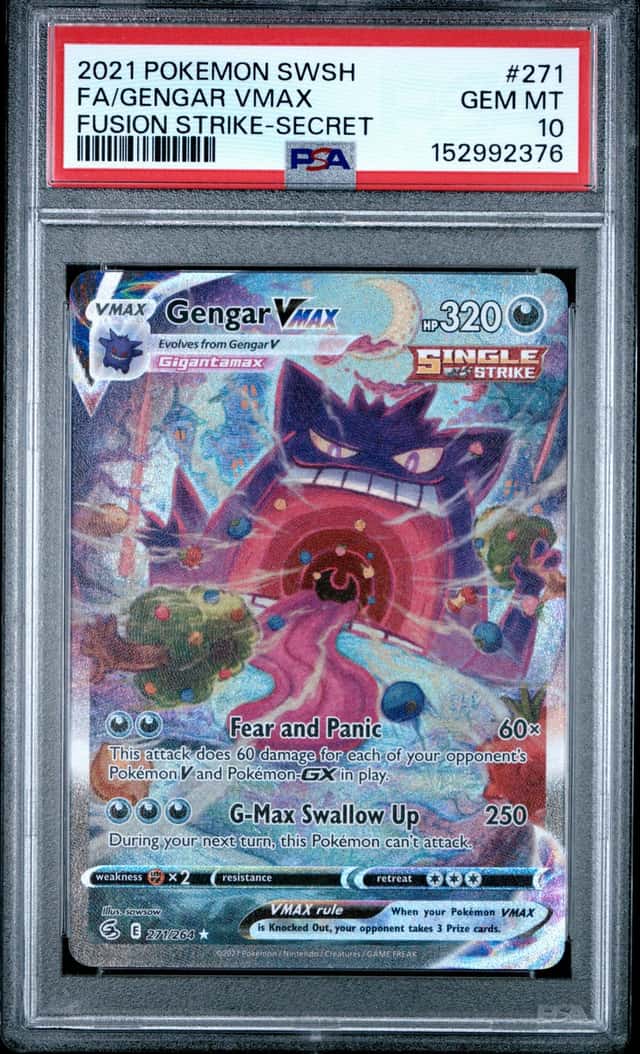 152992376 Gengar VMAX 2021 Pokemon Sword & Shield Fusion Strike #271 PSA 10