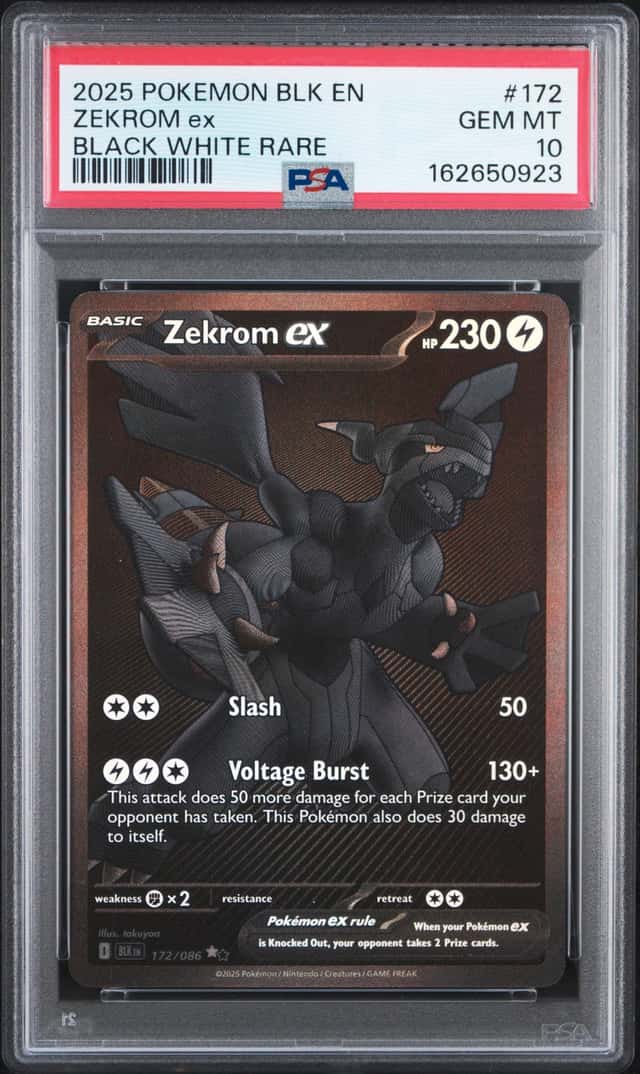 2025 Pokemon Black Bolt Zekrom ex and White Rare #172/086 PSA 10 GEM MINT