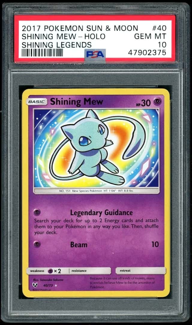 POKEMON SHINING MEW-HOLO 2017 SUN & MOON SHINING LEGENDS #40 PSA 10