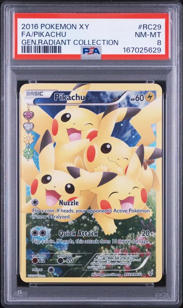 2016 POKEMON XY GENERATIONS RADIANT COLLECTION #RC29 FULL ART/PIKACHU PSA 8