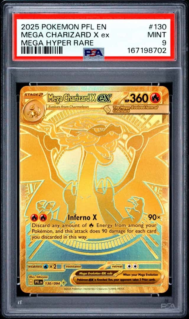 2025 POKEMON PFL EN-PHANTASMAL FLAMES MEGA HYPER RARE MEGA CHARIZARD X EX PSA 9