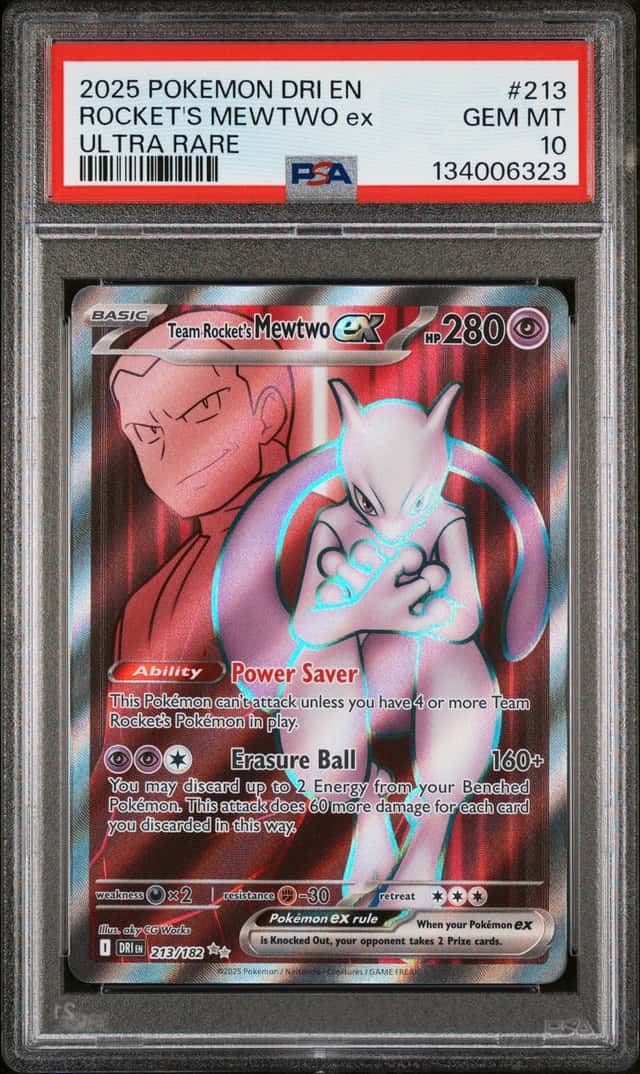 Team Rocket's Mewtwo ex Sv10 Destined Rivals EN UR Holo 213/182 PSA 10