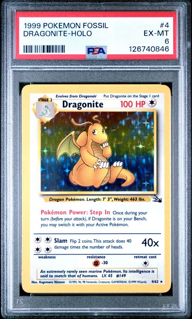1999 Pokemon Fossil Dragonite #4/62 PSA 6
