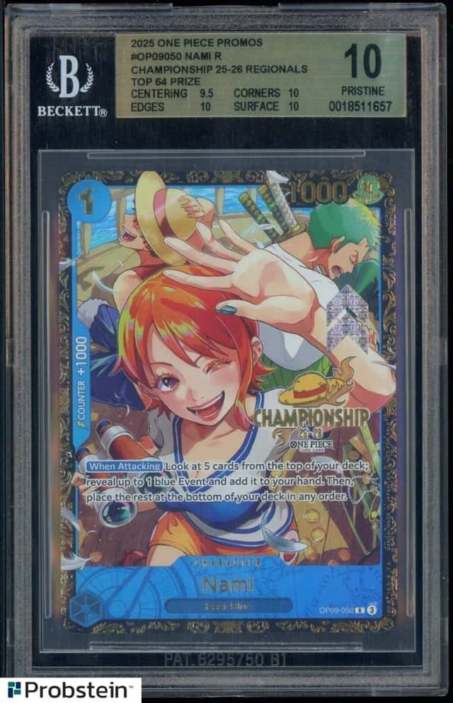 2025 One Piece Championship 25-26 Nami Top 64 Prize #OP09-050 BGS 10 PRISTINE