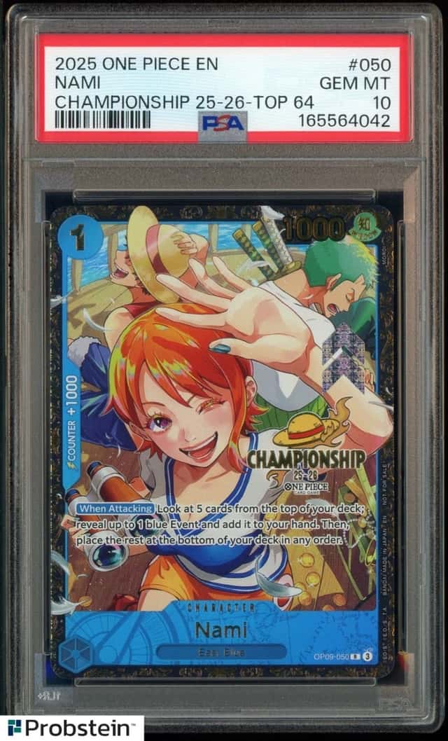 2025 One Piece Championship 25-26 Nami Top 64 Prize #OP09-050 PSA 10 GEM MINT