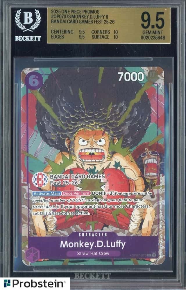 2025 One Piece Promo Bandai Card Game Fest OP07-073 Monkey D Luffy BGS 9.5