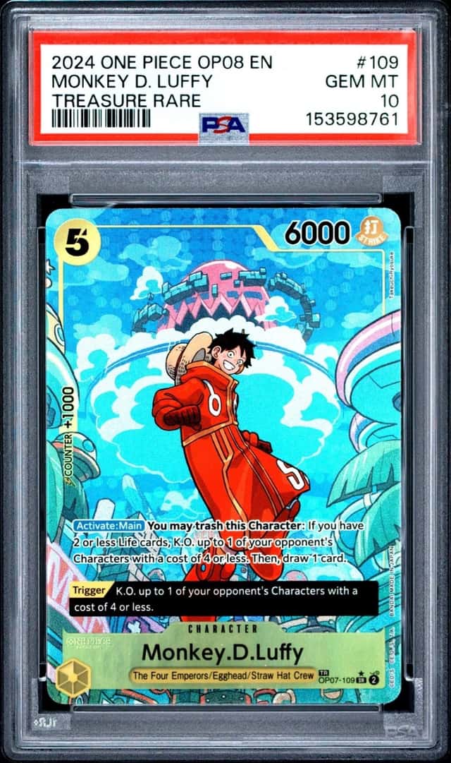 2024 ONE PIECE OP08-TWO LEGENDS TREASURE RARE #109 MONKEY D. LUFFY PSA 10