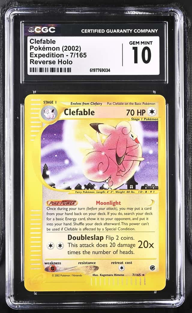 2002 Pokemon Expedition Reverse Holo Clefable #7 CGC 10 GEM MINT