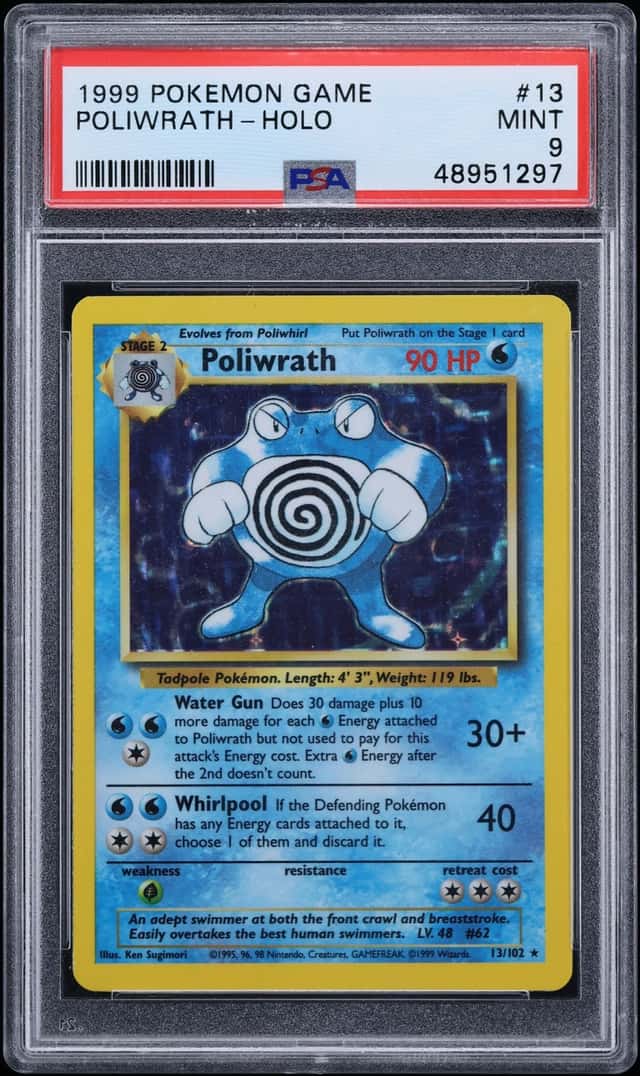 1999 Pokemon Base Set Holo Poliwrath #13 PSA 9 MINT
