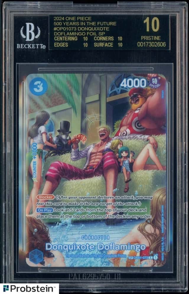 2024 One Piece English OP01 Donquixote Doflamingo SP Alt Art BGS 10 BLACK LABEL