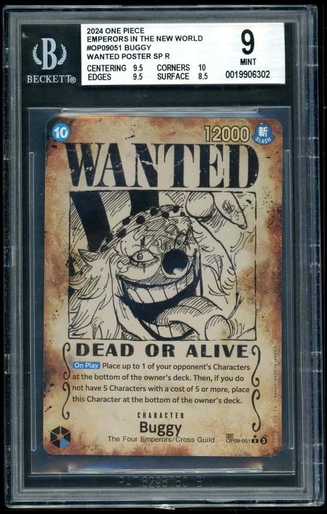 2024 One Piece Buggy WANTED POSTER SP R Emperors in the New World BGS 9