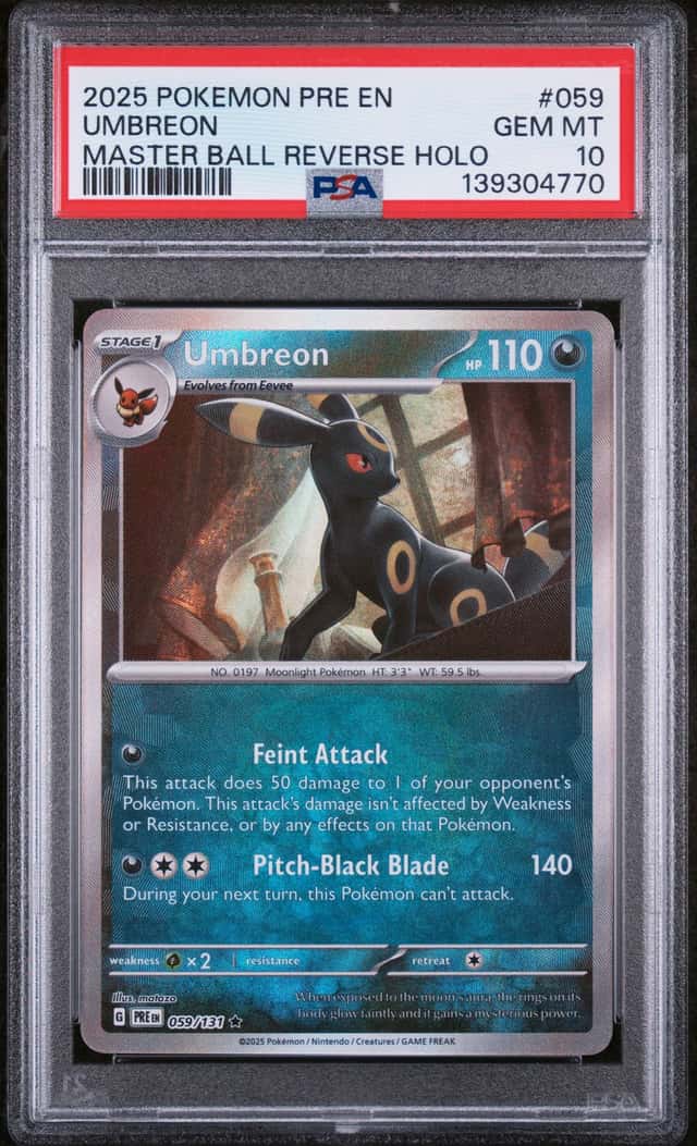 2025 POKEMON PRE EN-PRISMATIC EVOLUTIONS MASTER BALL REVERSE HOLO UMBREON PSA 10