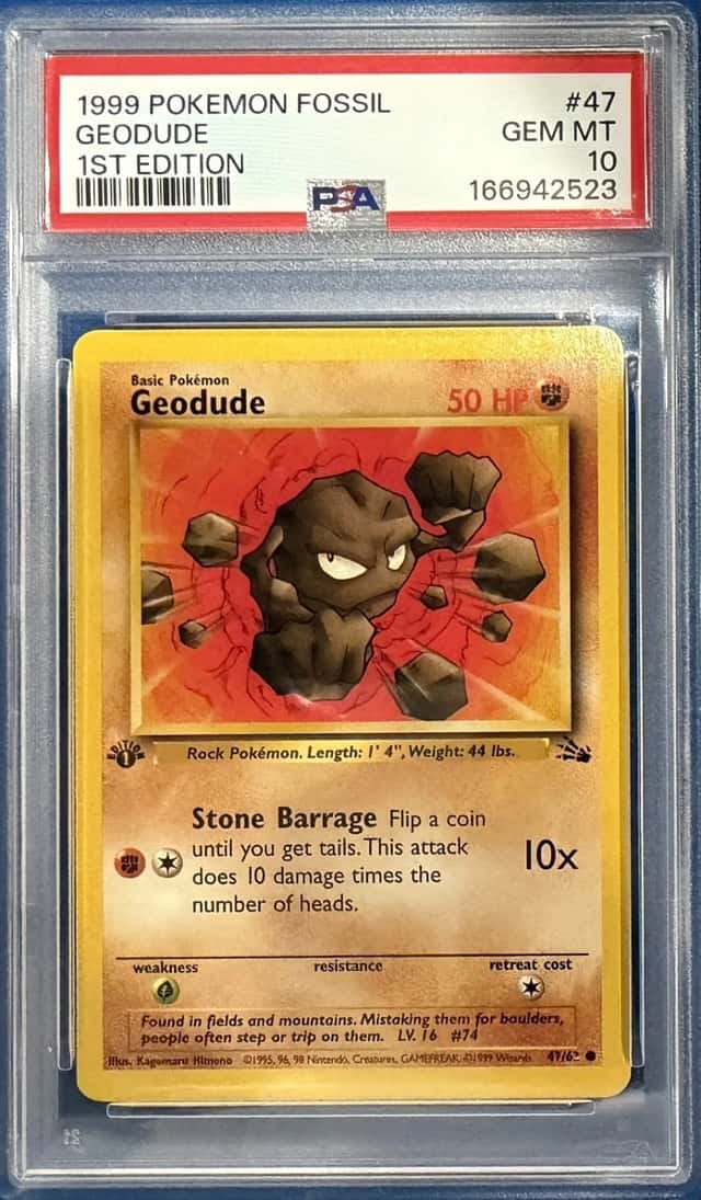 1999 Geodude #47/62 1st Edition PSA 10 Gem Mint Vintage Pokémon Card Fossil