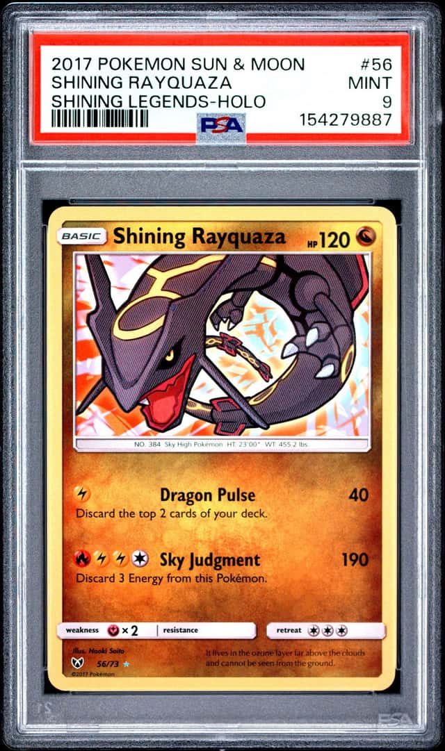2017 POKEMON SUN & MOON SHINING LEGENDS #56 SHINING RAYQUAZA-HOLO PSA 9