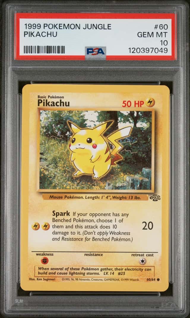 PSA 10 GEM MINT - Pikachu #60 1999 Pokemon Jungle Unlimited