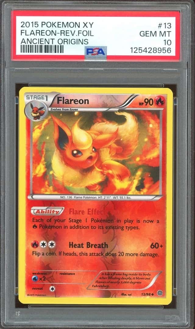 2015 Pokemon TCG XY Ancient Origins #13 Flareon Reverse Holo Foil PSA 10