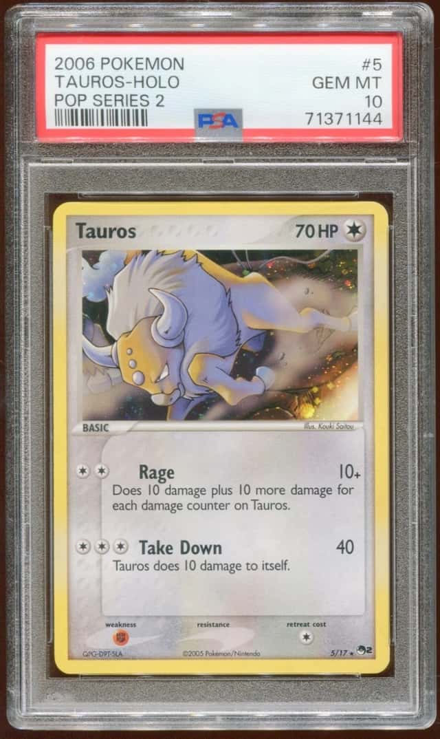 2006 POKEMON TAUROS #5/17 POP SERIES 2 RARE HOLO FOIL PSA 10 E8