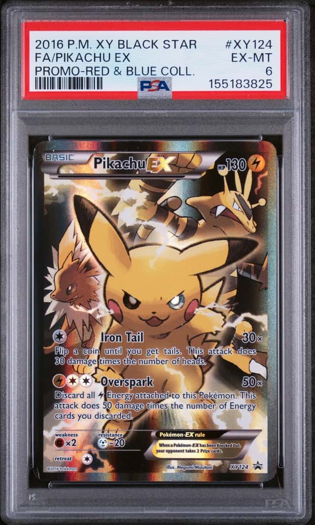 2016 Pokemon XY BSP Red & Blue Collection #XY124 FA Pikachu ex PSA 6 EX-MT
