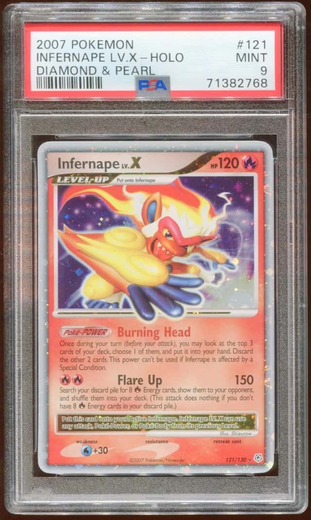 2007 POKEMON DIAMOND & PEARL D & P INFERNAPE LV. X #121/130 HOLO FOIL PSA 9 E8