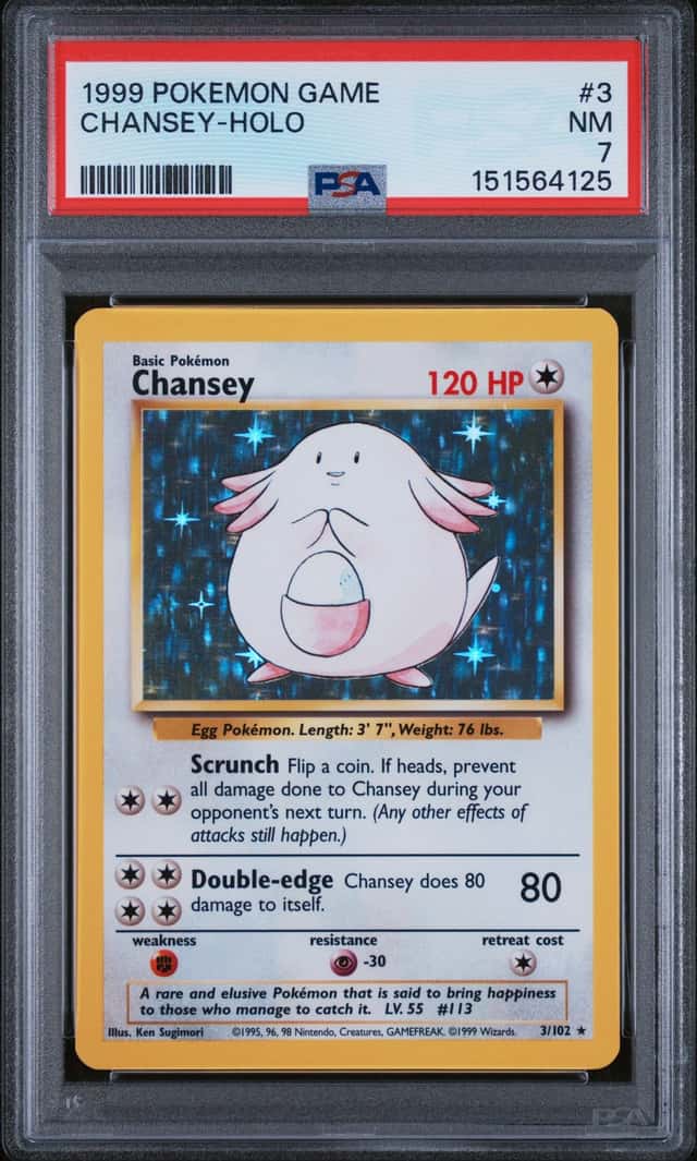 Pokemon Chansey 3/102 Base Set Unlimited Holo 1999 English PSA 7