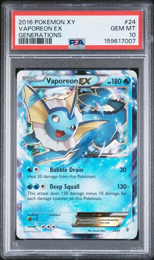 2016 POKEMON XY GENERATIONS #24 VAPOREON EX PSA 10