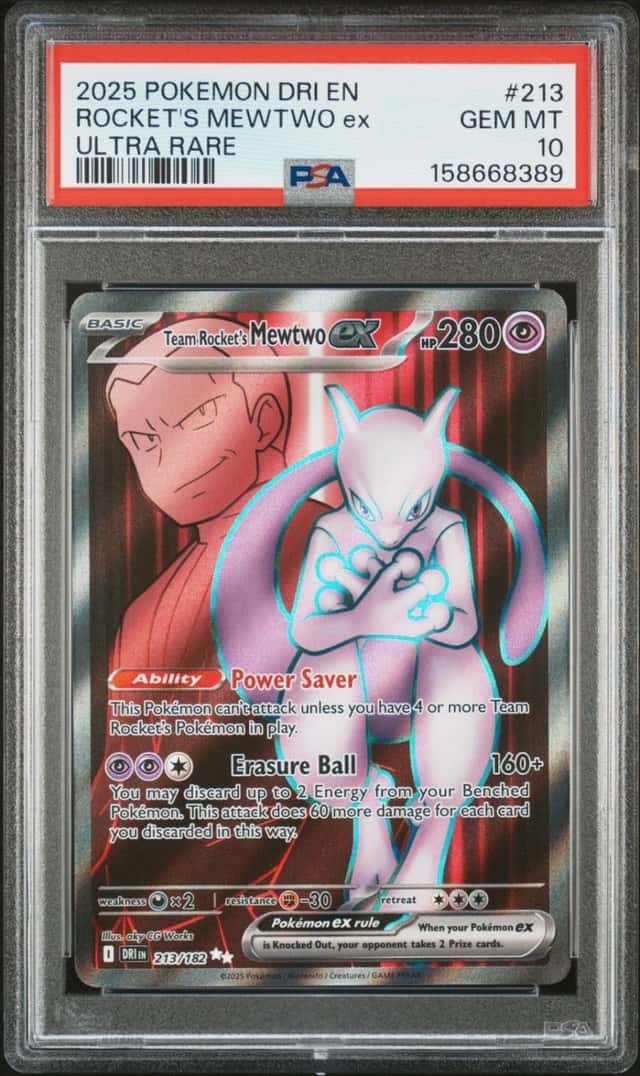 Rocket's Mewtwo ex #213 Pokemon Destined Rivals PSA 10 GEM MINT