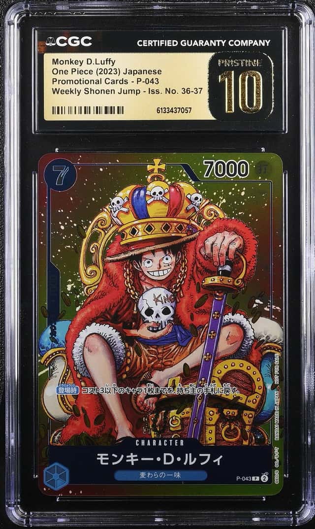CGC Pristine 10 Monkey D. Luffy P-043 2023 JP Foil Promo Weekly Shonen Jump