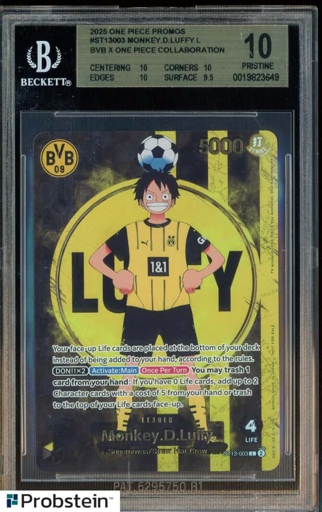 2025 ONE PIECE PROMOS BVB X ONE PIECE MATCH DAY 2025 #003 MONKEY D. LUFFY BGS 10