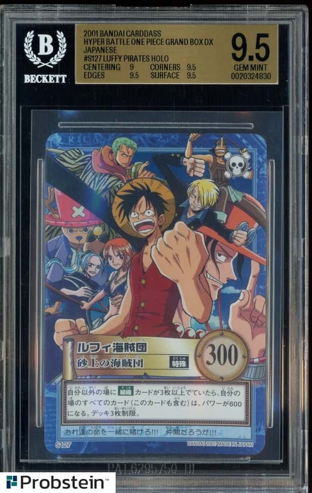2001 Bandai Carddass Hyper Battle One Piece JPN #S127 Luffy Pirates Holo BGS 9.5