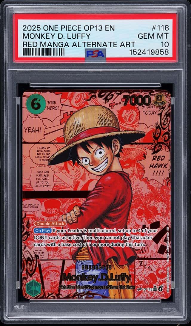 2025 One Piece Carrying On His Will Red Manga Alternate Art Monkey D. Luffy #OP13-118