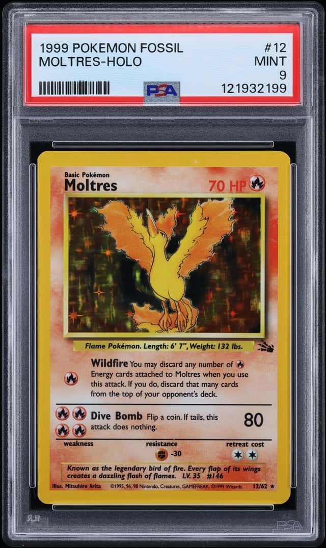 1999 Pokemon Fossil Holo Moltres #12 PSA 9 MINT