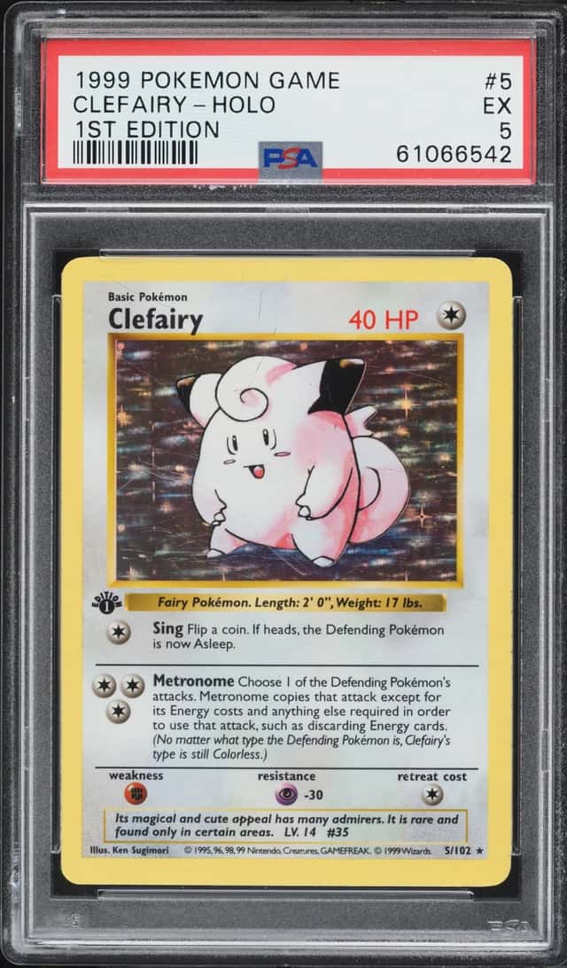 1999 Pokemon Base Set Shadowless 1st Edition Holo Clefairy #5 PSA 5 EX