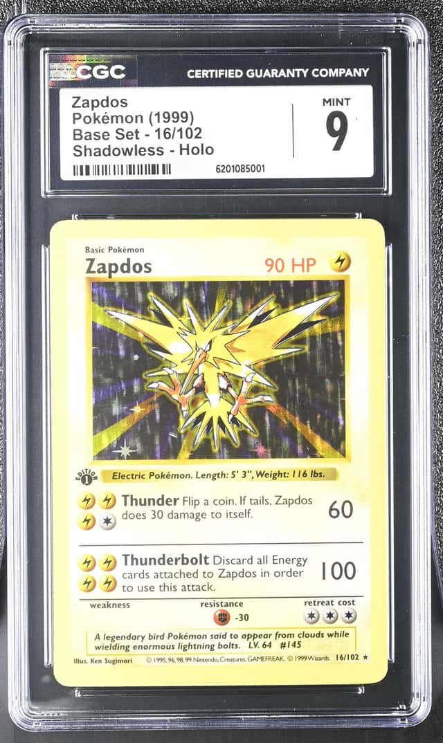 1999 Pokemon Base Set Shadowless 1st Edition Holo Zapdos #16 CGC 9 MINT