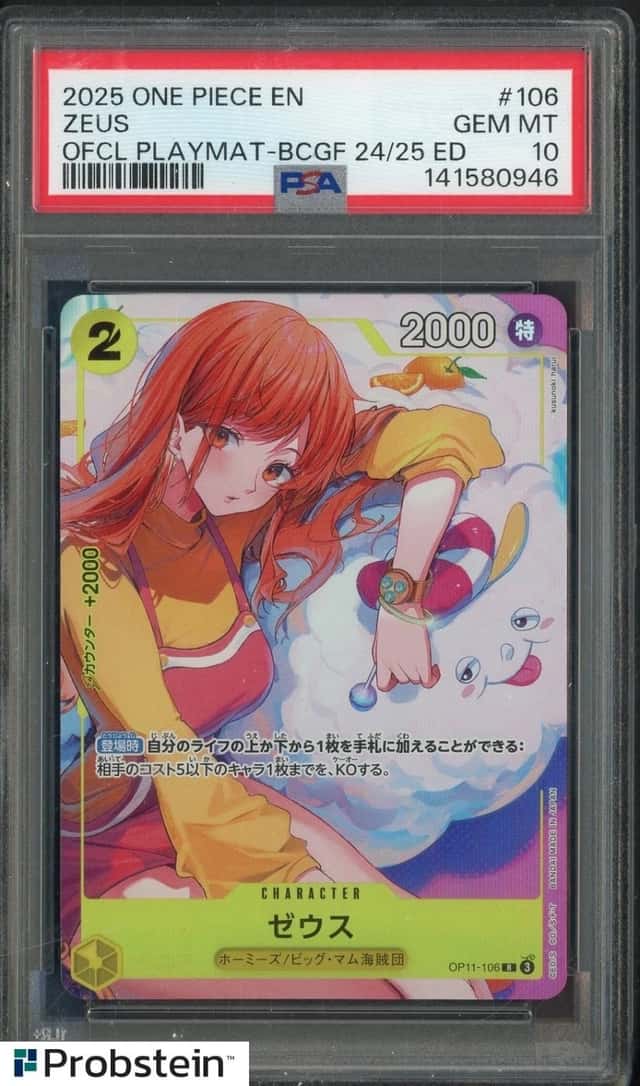 2025 One Piece EN OFCL Playmat-BCGF 24/25 ED #106 Zeus PSA 10