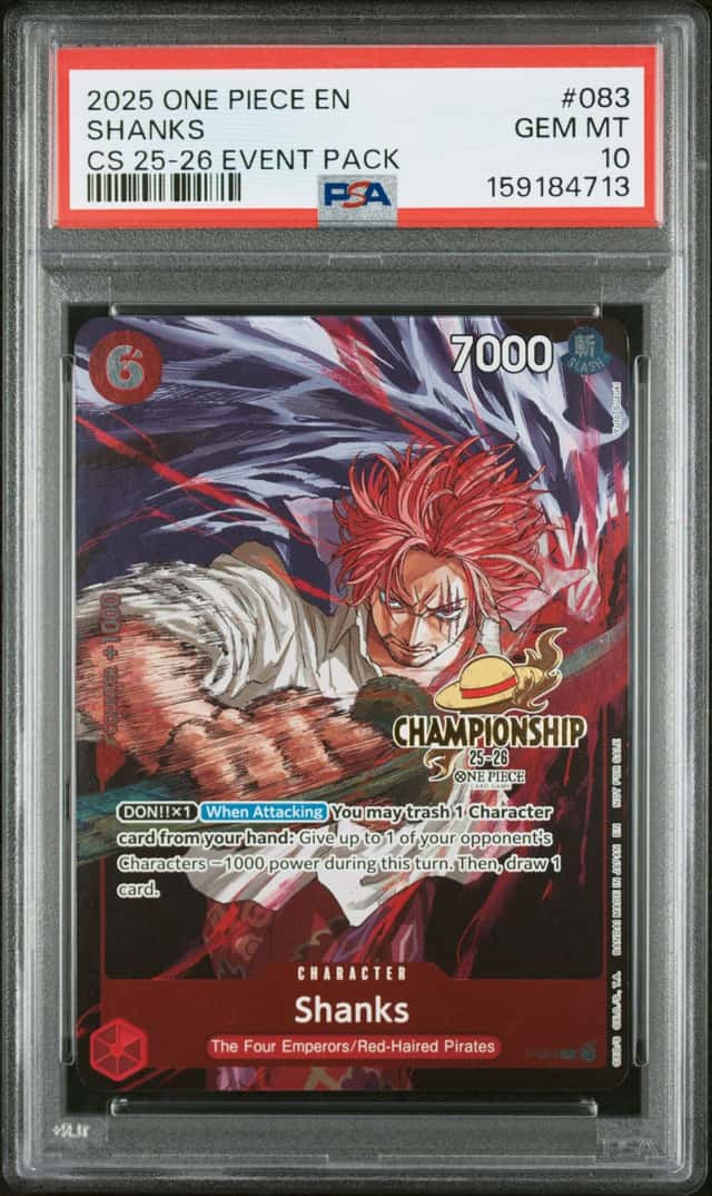 2025 One Piece EN Championship Event Pack #083 Shanks PSA 10 GEM MINT