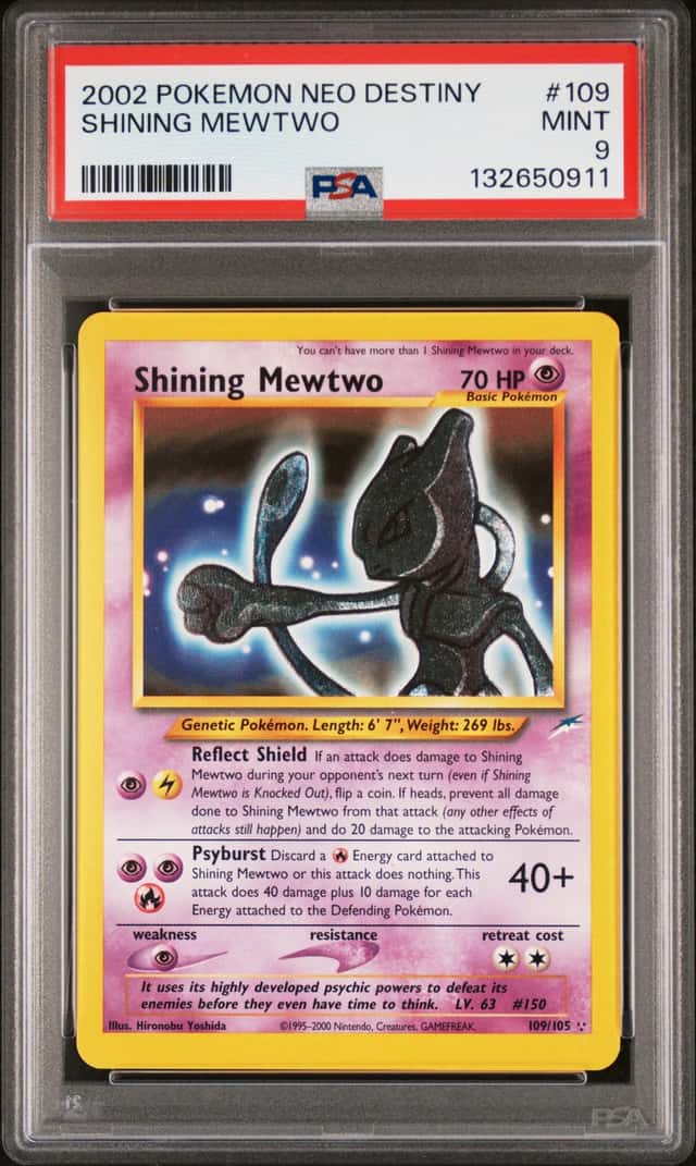 Pokemon 2002 Shining Mewtwo 109/105 Secret Rare Neo Destiny PSA 9