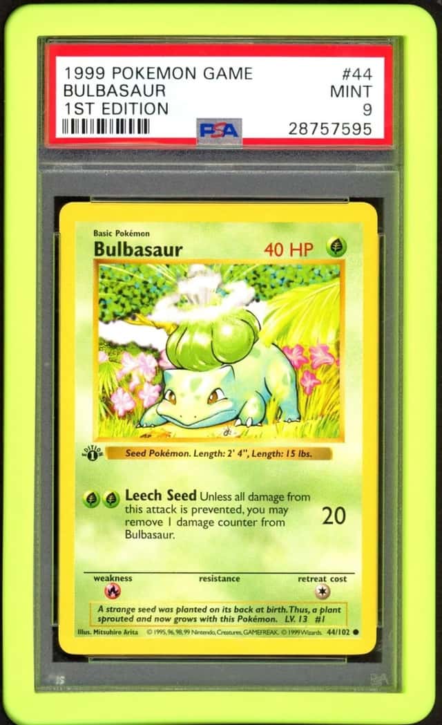 Pokemon Card - PSA 9 1st Edition Bulbsaur 44/102 - Base Set Shadowless MINT