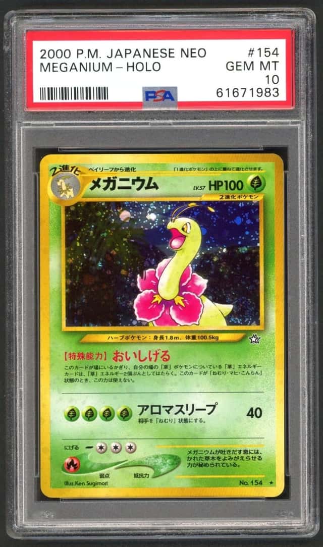 Pokemon Card - PSA 10 Meganium 154 - Japanese Neo - GEM MT - PSA10