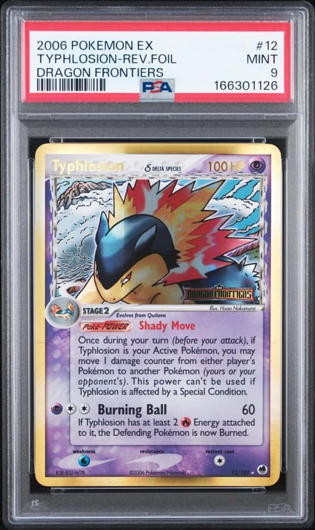 2006 POKEMON EX DRAGON FRONTIERS #12 TYPHLOSION-REVERSE FOIL PSA 9