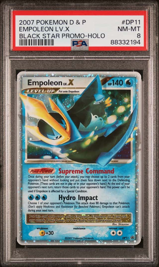 Pokemon Card EMPOLEON   LV.X Black Star Promo-Holo  DP11, 2007,  English  PSA 8.