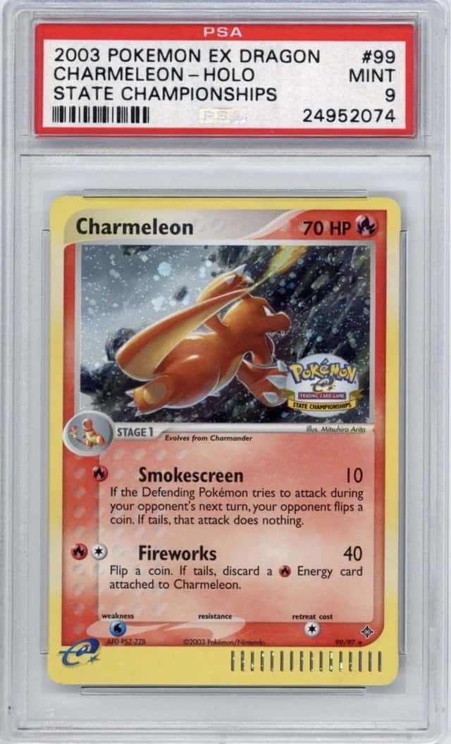 2003 POKEMON EX DRAGON #99 CHARMELEON-HOLO DRAGON-STATE CHAMP. PSA 9