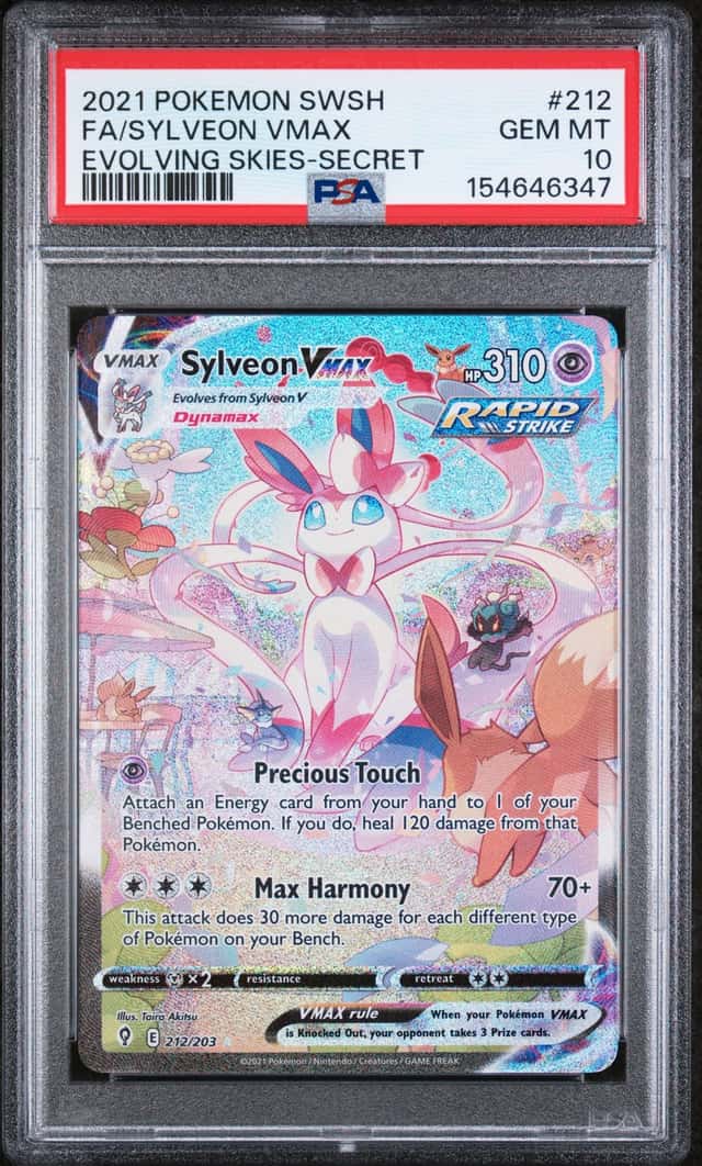 Pokemon Sylveon VMAX 212/203 Alt Art Secret Rare FA Pokemon Evolving Skies PSA10