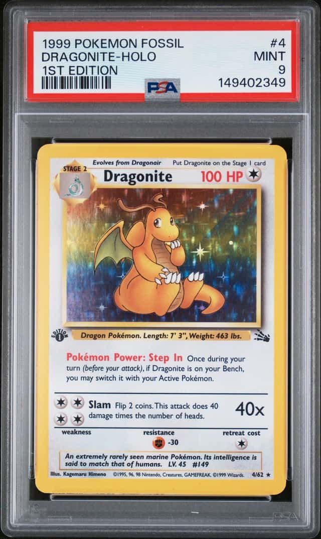 1999 Pokemon Fossil 1st Edition #4 Dragonite Holo PSA 9 MINT