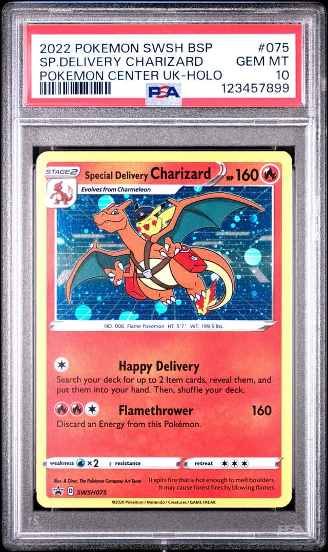 POKEMON SP.DELIVERY CHARIZARD 2022 SWSH BSP #075 PM CENTER UK-HOLO PSA 10