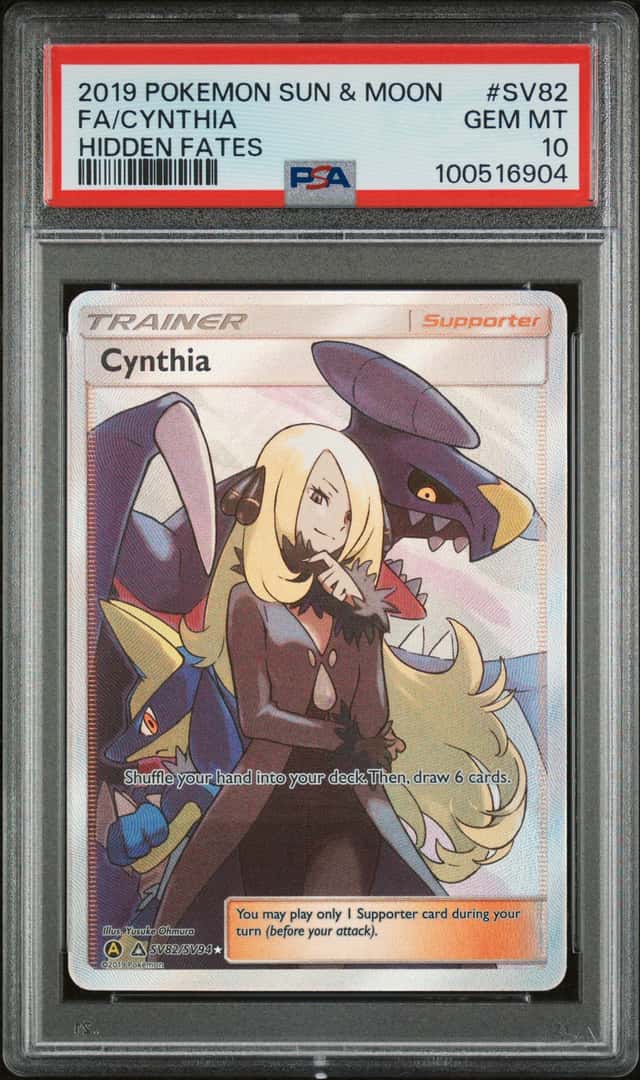 CYNTHIA PSA 10 2019 POKEMON SM HIDDEN FATES #SV82/SV94 FULL ART FA 6904