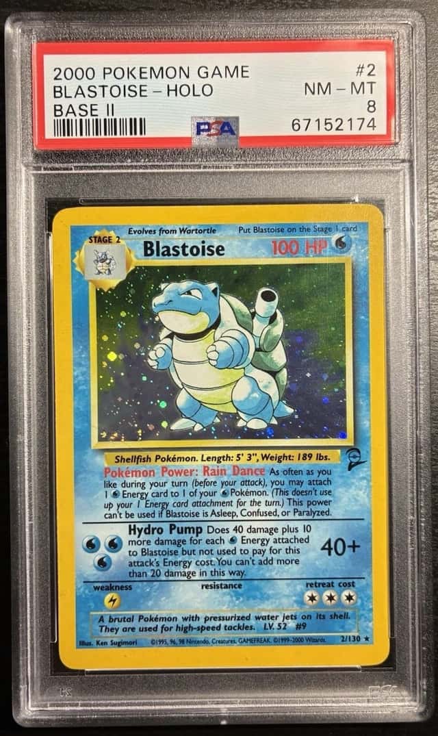 Blastoise 2000 Pokemon Base Set 2 2/130 Holo PSA 8 English Wizards