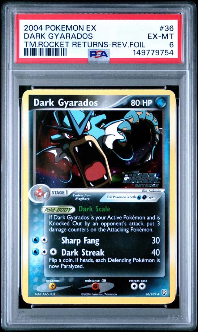 2004 Pokemon EX Team Rocket Returns Dark Gyarados Reverse Holo #36/109 PSA 6