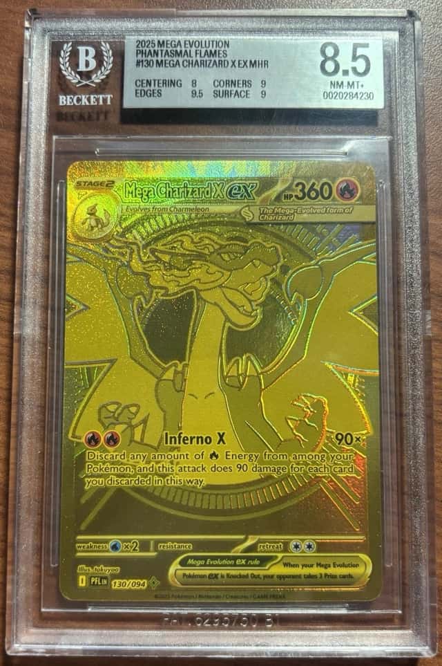 2025 Pokemon Phantasmal Flames Mega Charizard X ex Hyper Rare #130/094 BGS 8.5