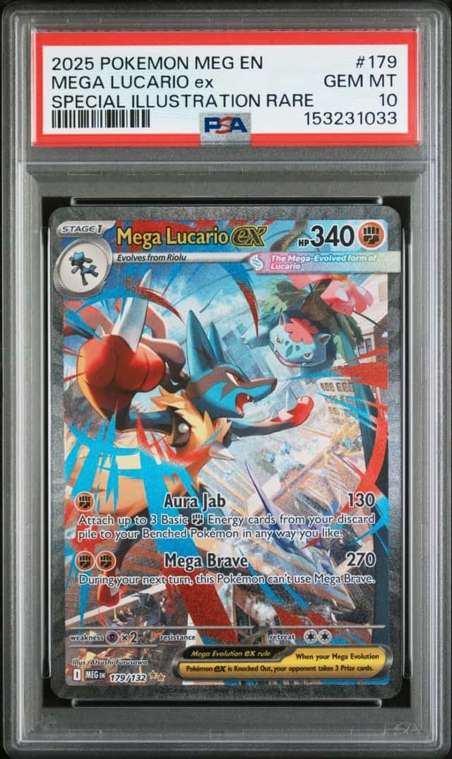 2025 POKEMON MEGA EVOLUTION SPECIAL ILLUSTRATION RARE MEGA LUCARIO EX PSA 10